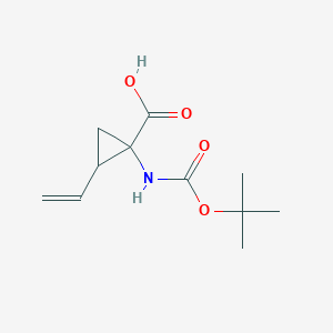 Chemical structure of 1-((tert-Butoxycarbonyl)amino)-2-vinylcyclopropanecarboxylic acid
