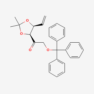Chemical structure of 1-((4S,5S)-2,2-dimethyl-5-vinyl-1,3-dioxolan-4-yl)-2-(trityloxy)ethanone