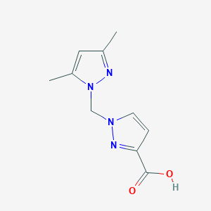 Chemical structure of 1-((3,5-Dimethyl-1H-pyrazol-1-yl)methyl)-1H-pyrazole-3-carboxylic acid