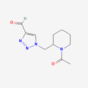 Chemical structure of 1-((1-Acetylpiperidin-2-yl)methyl)-1H-1,2,3-triazole-4-carbaldehyde