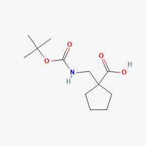 Chemical structure of 1-(((tert-Butoxycarbonyl)amino)methyl)cyclopentanecarboxylic acid