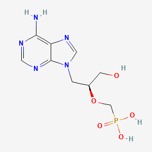Chemical structure of {4-[(2-Amino-6-oxo-1,6-dihydro-9H-purin-9-yl)oxy]butyl}phosphonic acid