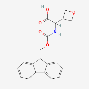 Chemical structure of {[(9H-Fluoren-9-ylmethoxy)carbonyl]amino}(3-oxetanyl)acetic acid