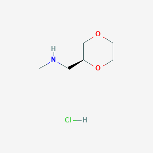 Chemical structure of {[(2S)-1,4-dioxan-2-yl]methyl}(methyl)amine hydrochloride