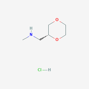 Chemical structure of {[(2R)-1,4-dioxan-2-yl]methyl}(methyl)amine hydrochloride