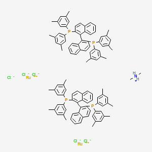 Chemical structure of [NH2Me2][(RuCl((R)-xylbinap))2(μ-Cl)3]