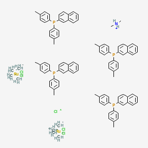 Chemical structure of [NH2Me2][(RuCl((R)-tolbinap))2(μ-Cl)3]