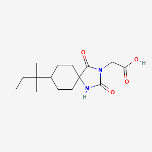Chemical structure of [8-(1,1-dimethylpropyl)-2,4-dioxo-1,3-diazaspiro[4.5]dec-3-yl]acetic acid