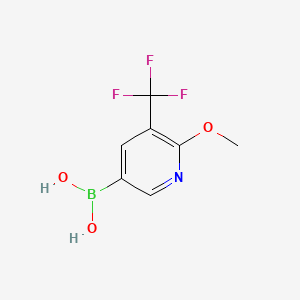 Chemical structure of [6-Methoxy-5-(trifluoromethyl)pyridin-3-yl]boronic acid