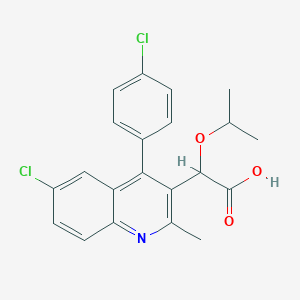 Chemical structure of [6-Chloro-4-(4-chlorophenyl)-2-methyl-3-quinolinyl](isopropoxy)acetic acid
