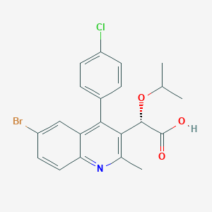 Chemical structure of [6-Bromo-4-(4-chlorophenyl)-2-methyl-3-quinolinyl](isopropoxy)acetic acid