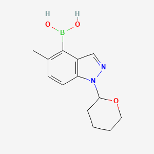 Chemical structure of [5-Methyl-1-(oxan-2-yl)-1H-indazol-4-yl]boronic acid