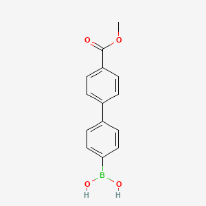 Chemical structure of [4-(4-methoxycarbonylphenyl)phenyl]boronic acid