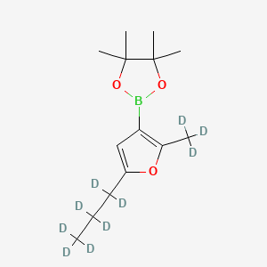 Chemical structure of [2-Methyl-5-(n-propyl)-d10]-furan-3-boronic acid pinacol ester