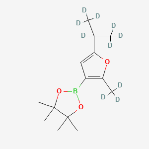 Chemical structure of [2-Methyl-5-(iso-propyl)-d10]-furan-3-boronic acid pinacol ester