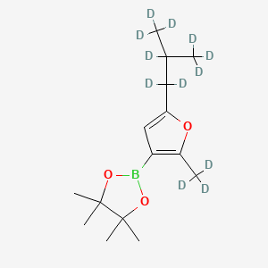 Chemical structure of [2-Methyl-5-(iso-butyl)-d12]-furan-3-boronic acid pinacol ester