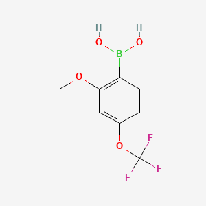 Chemical structure of [2-methoxy-4-(trifluoromethoxy)phenyl]boronic acid