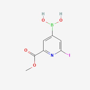 Chemical structure of [2-(METHOXYCARBONYL)-6-IODOPYRIDIN-4-YL]BORONIC ACID