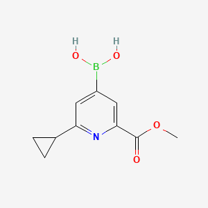Chemical structure of (2-Cyclopropyl-6-(methoxycarbonyl)pyridin-4-yl)boronic acid