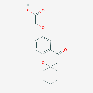 Chemical structure of [(4-oxo-3,4-dihydrospiro[chromene-2,1'-cyclohexan]-6-yl)oxy]acetic acid