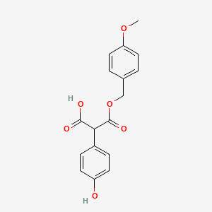Chemical structure of [(4-methoxyphenyl)methyl] hydrogen (4-hydroxyphenyl)malonate