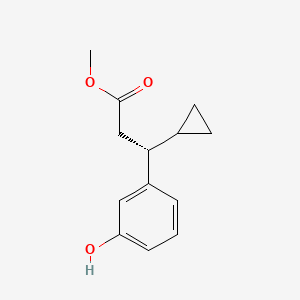 Chemical structure of (R)-methyl 3-cyclopropyl-3-(3-hydroxyphenyl)propanoate