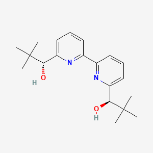 Chemical structure of (αR,α'R)-α,α'-Bis(tert-butyl)-[2,2'-bipyridine]-6,6'-dimethanol