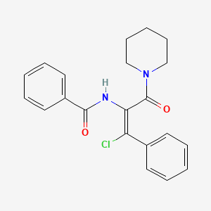 Chemical structure of (Z)-N-(1-Chloro-3-oxo-1-phenyl-3-(piperidin-1-yl)prop-1-en-2-yl)benzamide
