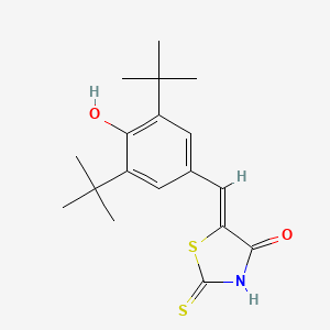 Chemical structure of (Z)-5-(3,5-di-tert-butyl-4-hydroxybenzylidene)-2-thioxothiazolidin-4-one