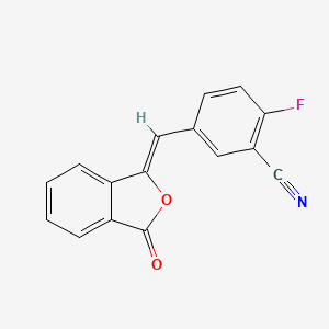 Chemical structure of (Z)-2-Fluoro-5-((3-oxoisobenzofuran-1(3H)-ylidene)methyl)benzonitrile