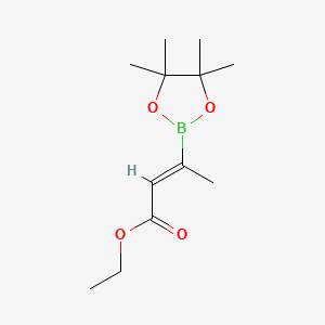 Chemical structure of (Z)-(4-Ethoxy-4-oxo-2-buten-2-yl)boronic Acid Pinacol Ester