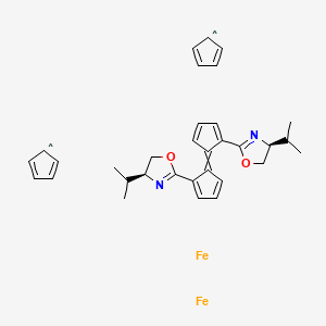 Chemical structure of (S,S'')-2,2''-Bis[(S)-4-isopropyloxazolin-2-yl]-1,1''-biferrocene