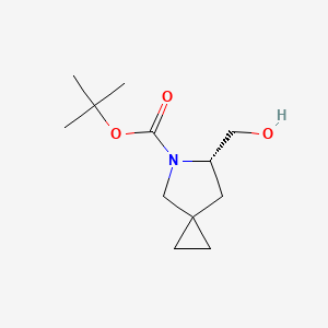 Chemical structure of (S)-tert-Butyl 6-(hydroxymethyl)-5-azaspiro[2.4]heptane-5-carboxylate