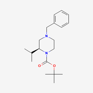 Chemical structure of (S)-tert-butyl 4-benzyl-2-isopropylpiperazine-1-carboxylate