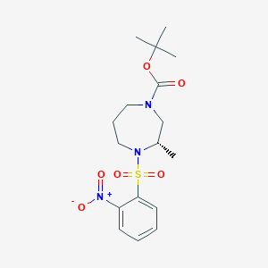 Chemical structure of (S)-tert-Butyl 3-methyl-4-((2-nitrophenyl)sulfonyl)-1,4-diazepane-1-carboxylate