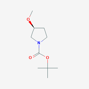 Chemical structure of (S)-tert-Butyl 3-methoxypyrrolidine-1-carboxylate