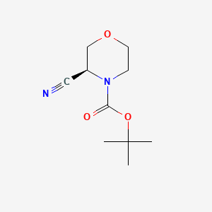 Chemical structure of (S)-N-Boc-3-cyanomorpholine