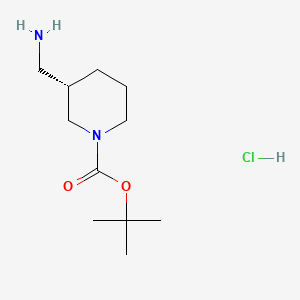 Chemical structure of (S)-tert-Butyl 3-(aminomethyl)piperidine-1-carboxylate hydrochloride