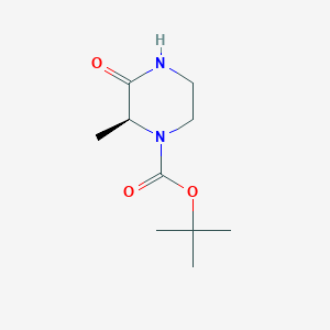 Chemical structure of (S)-tert-Butyl 2-methyl-3-oxopiperazine-1-carboxylate