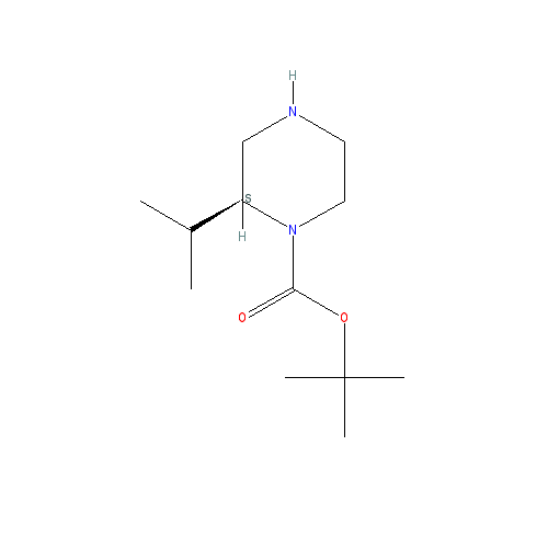 Chemical structure of (2S)-2-Isopropylpiperazine, N1-BOC protected