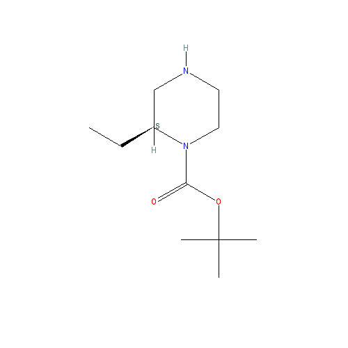 Chemical structure of (S)-2-Ethylpiperazine, N1-BOC protected