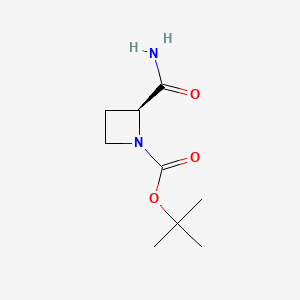 Chemical structure of (S)-tert-Butyl 2-carbamoylazetidine-1-carboxylate