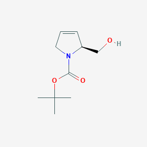 Chemical structure of (S)-tert-Butyl 2-(hydroxymethyl)-2,5-dihydro-1H-pyrrole-1-carboxylate
