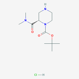 Chemical structure of (S)-tert-Butyl 2-(dimethylcarbamoyl)piperazine-1-carboxylate hydrochloride