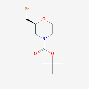 Chemical structure of (S)-tert-Butyl 2-(bromomethyl)morpholine-4-carboxylate