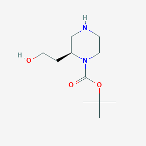 Chemical structure of (S)-tert-Butyl 2-(2-hydroxyethyl)piperazine-1-carboxylate