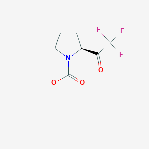 Chemical structure of (S)-tert-Butyl 2-(2,2,2-trifluoroacetyl)pyrrolidine-1-carboxylate