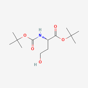 Chemical structure of (S)-tert-Butyl 2-((tert-butoxycarbonyl)amino)-4-hydroxybutanoate