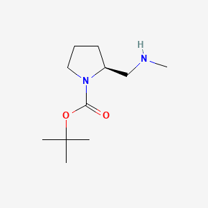 Chemical structure of (S)-tert-Butyl 2-((methylamino)methyl)pyrrolidine-1-carboxylate