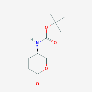 Chemical structure of (S)-tert-Butyl (6-oxotetrahydro-2H-pyran-3-yl)carbamate